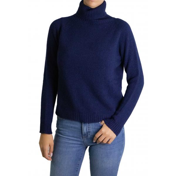 Maglione collo alto tinta unita misto cashmere 